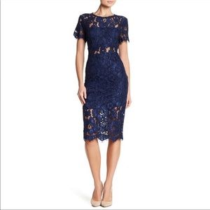 NSR lace short sleeve dress with mid cutout